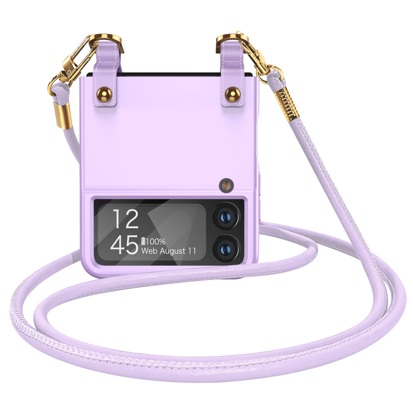 GKK Crossbody Phone Case for Samsung Galaxy Z Flip4 5G Ultra-thin Leather Coated PC Phone Cover with Shoulder Strap GKK Crossbody Phone Case for Samsung Galaxy Z Flip4 5G Ultra-thin Leather Coated PC Phone Cover with Shoulder Strap